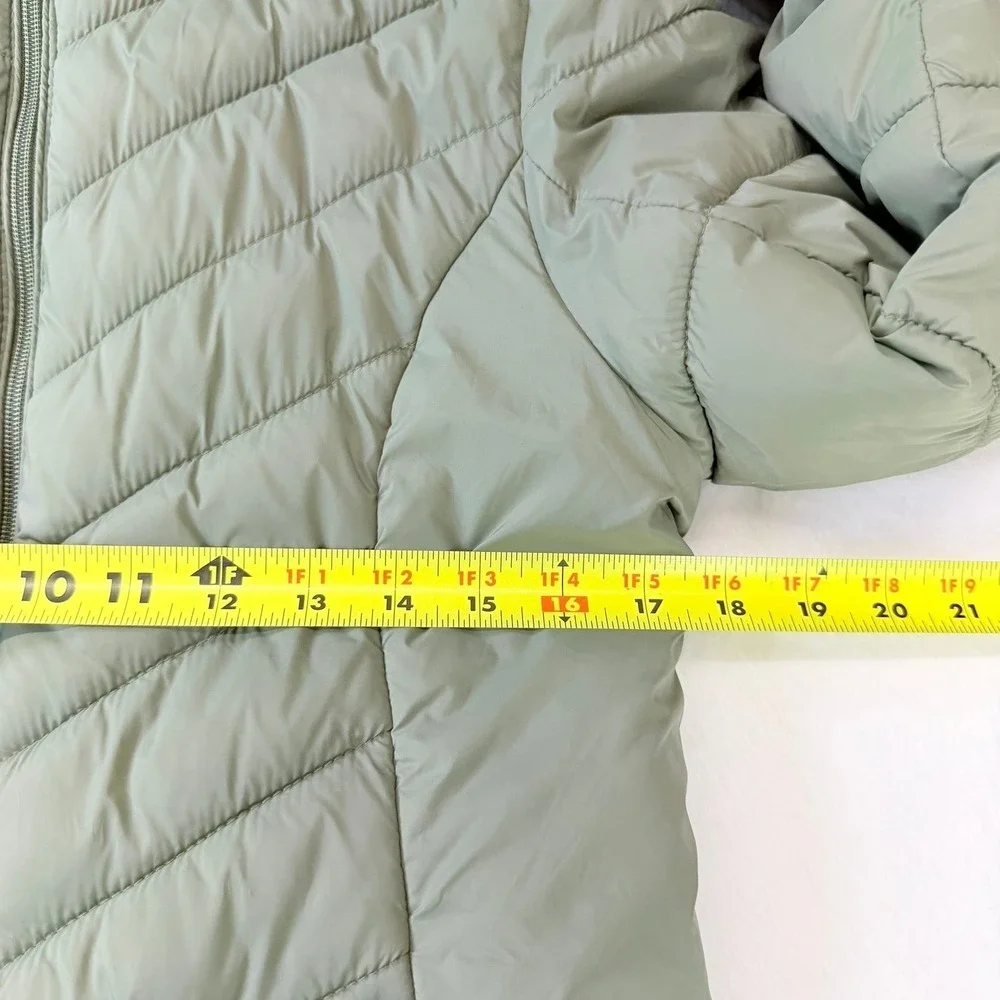 Spyder Womens Sage Green Hooded Puffer Jacket Chevron Quilted Size‎ Small - Picture 11 of 12
